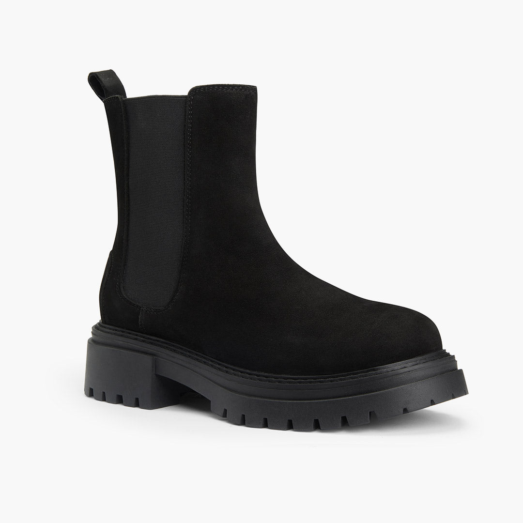 *SAIGE NUBUCK - flatform chelsea boots