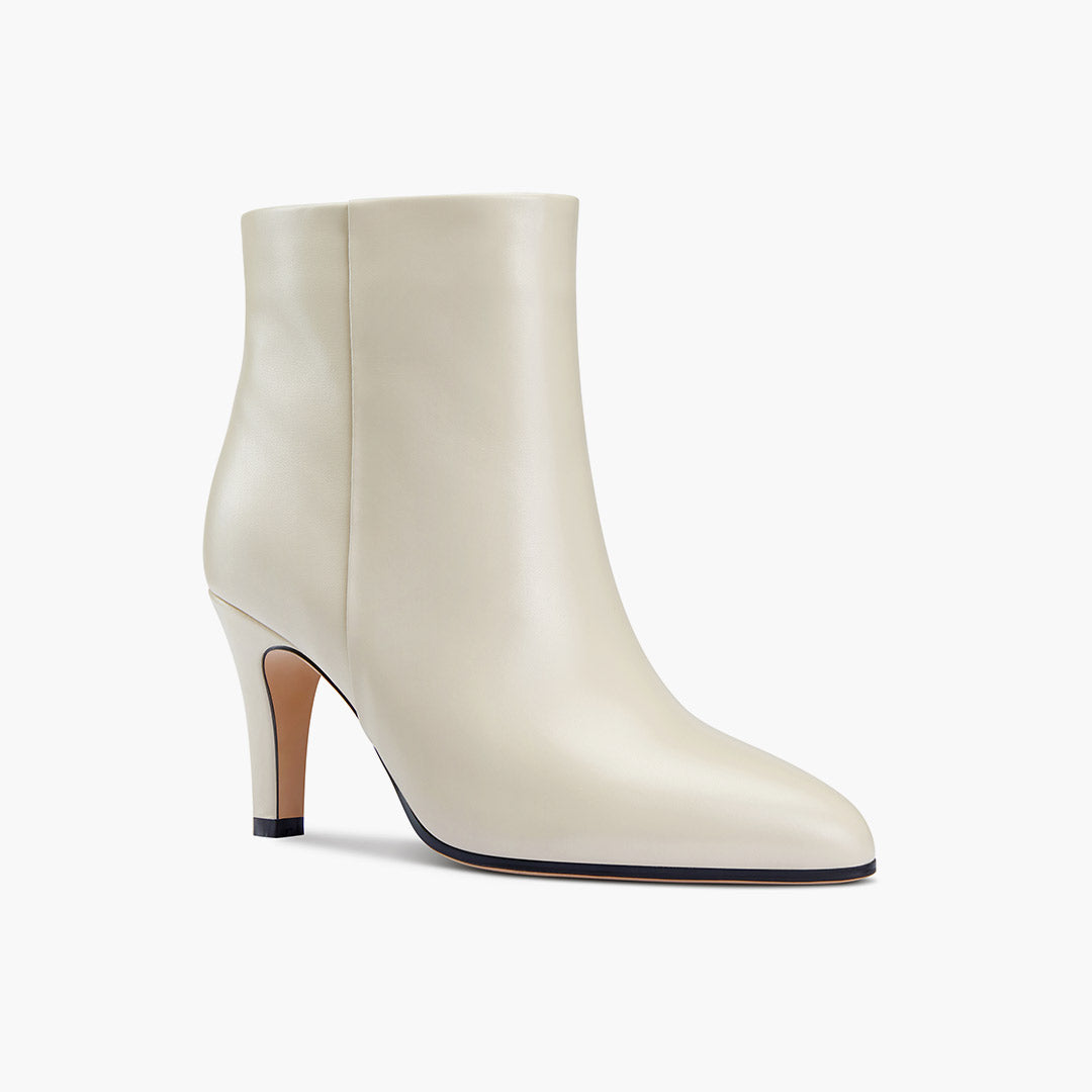 TANYA - ivory leather ankle boots