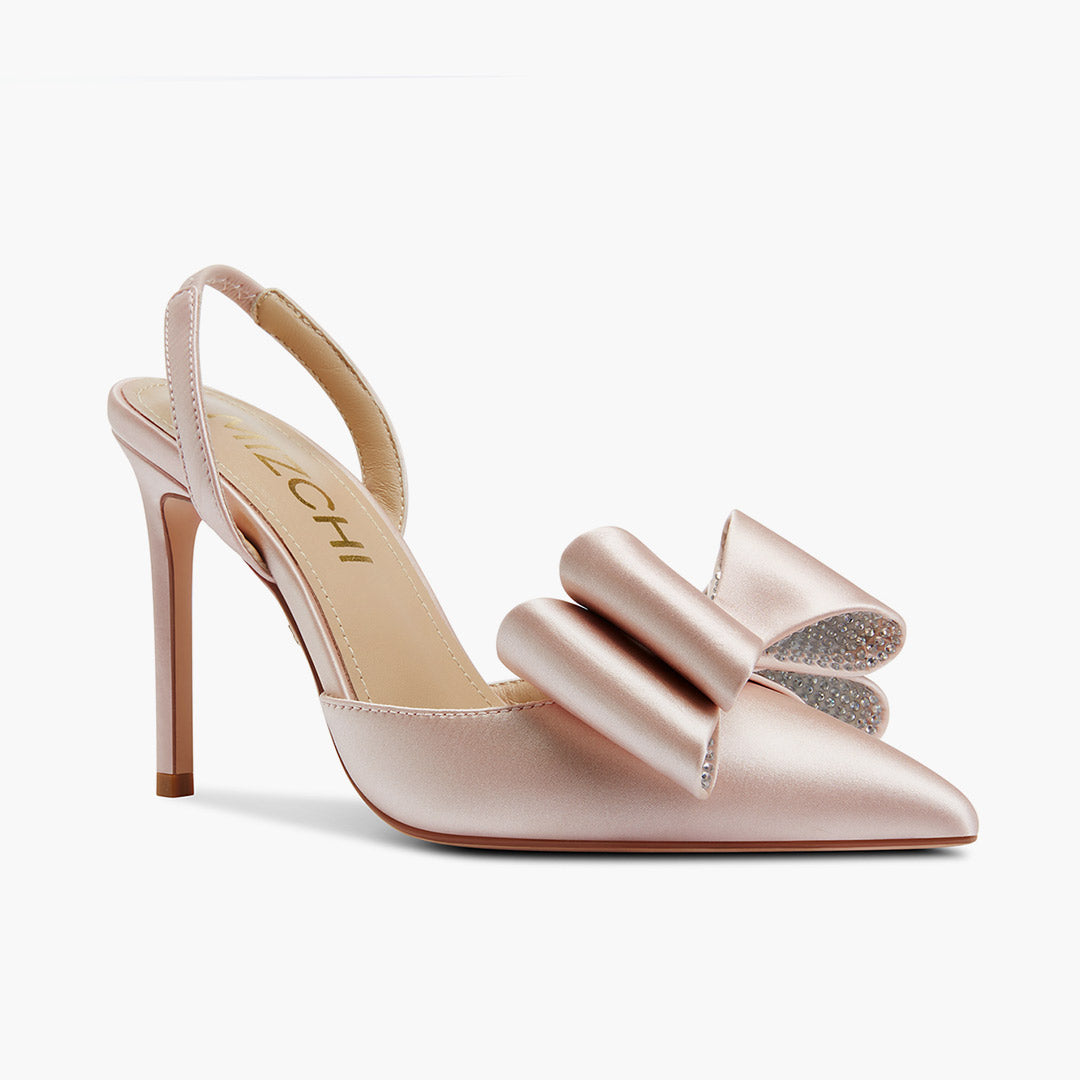 *ELYSIA - beige satin bow slingback