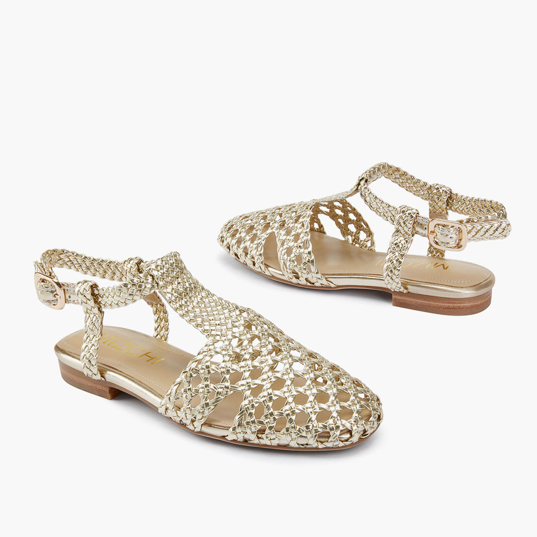 Mykonos Gold - Woven Leather Sandals