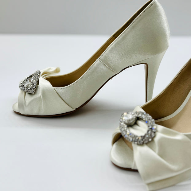 *UK size 13 - WHITE CHAPEL ivory satin , 8cm heels