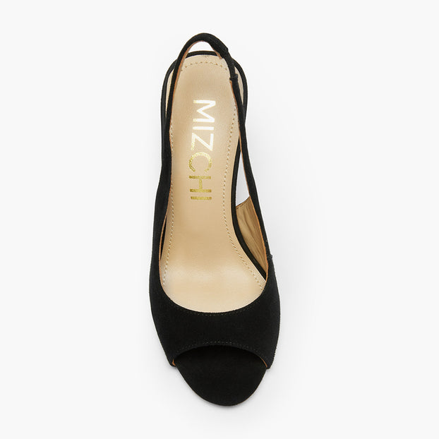 *ANGELIKA BLACK SUEDE - open toe slingback