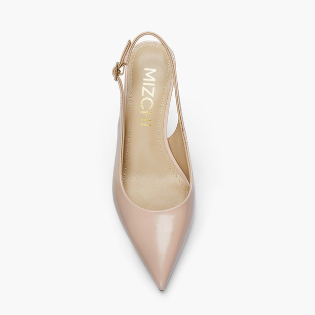 Lena 75 - beige polished leather slingback