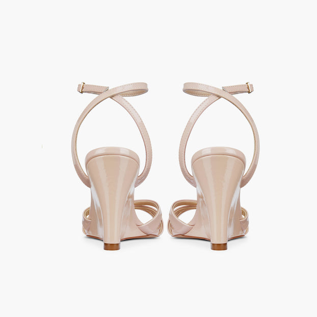 AMELIA BEIGE PATENT - wedge heel sandals