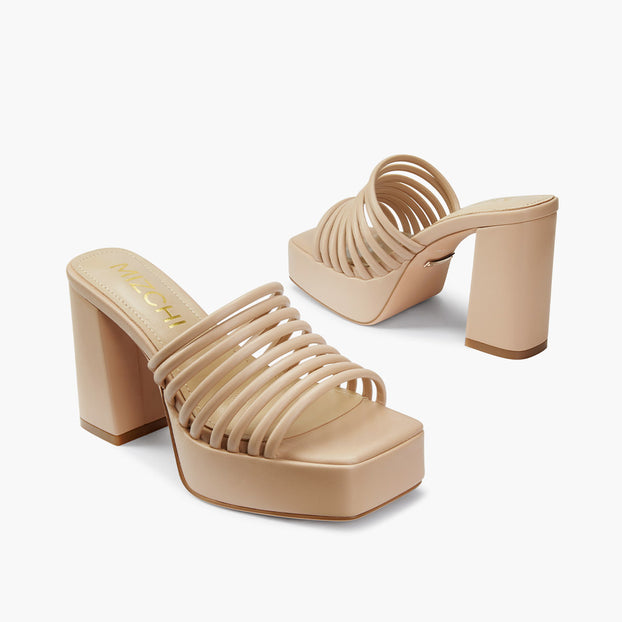 Stella Beige - Platform Mules