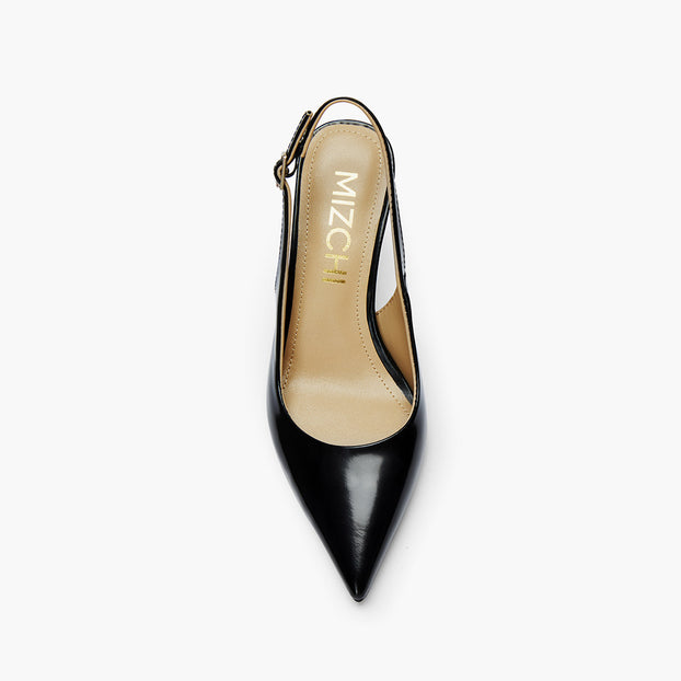 Lena 75 - black polished leather slingback