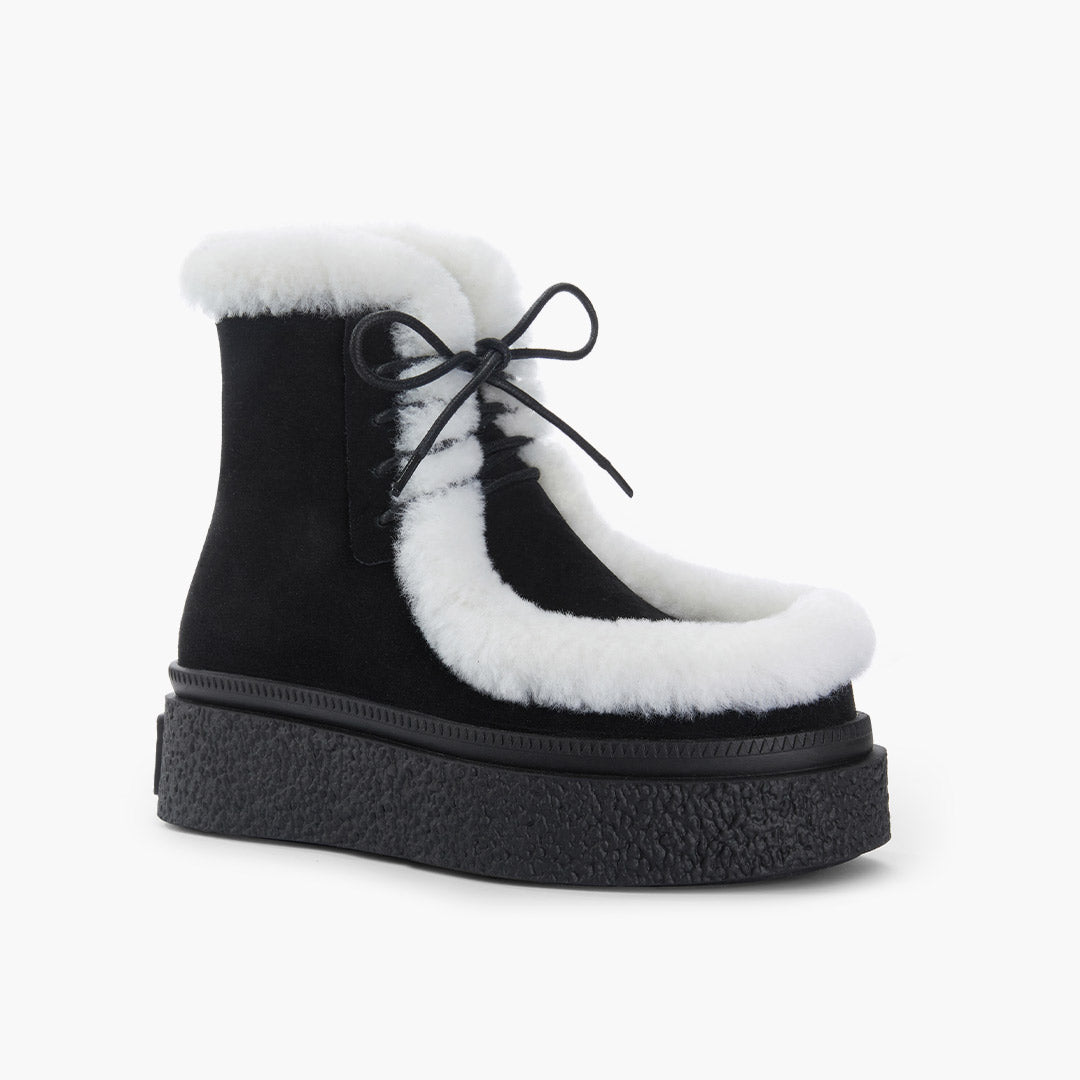 MARLO FUR - black suede ankle boots