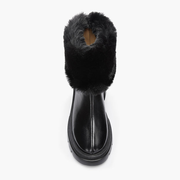 CAMERON BLACK - fur lined ankle boots