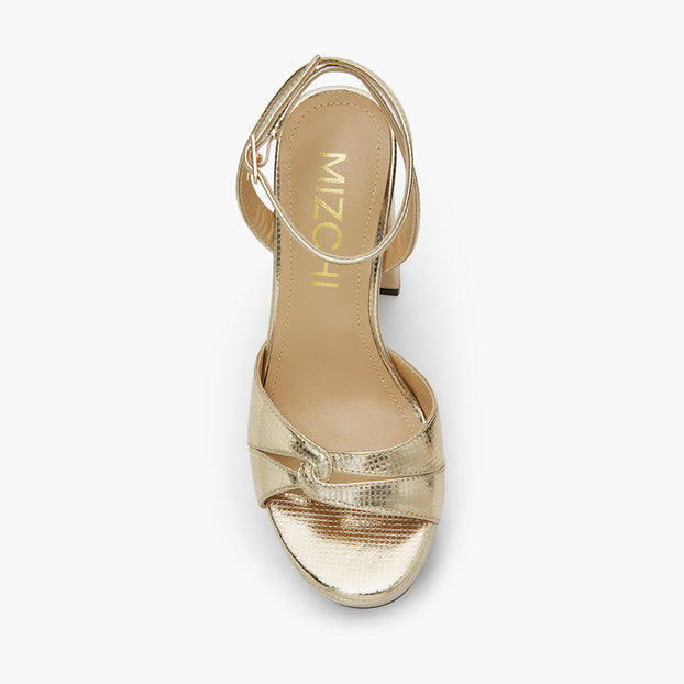 CHARLOTTE GOLD - platform leather sandals