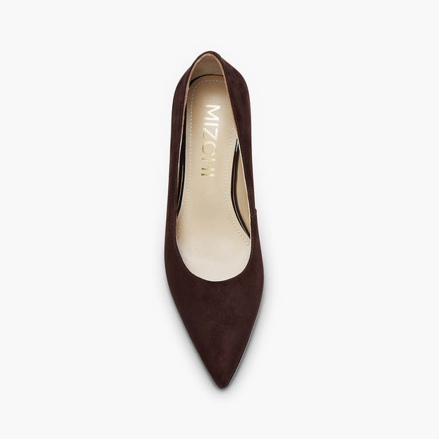 *DIARA CHOCOLATE - suede chunky heel pumps