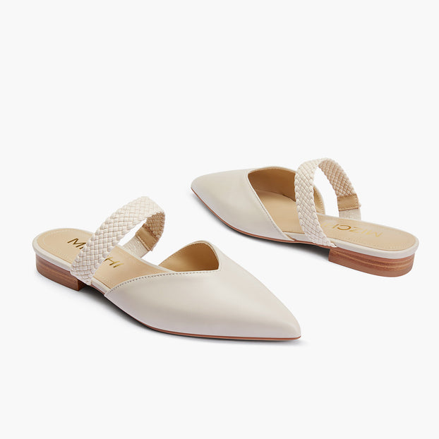 Heidi Off White - Leather Mules