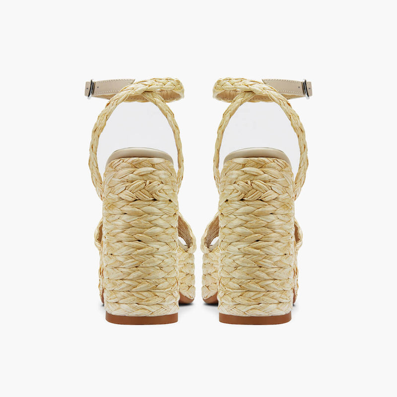 Petite Size Raffia Platform Sandals by MIZCHI Pretty Small Shoes