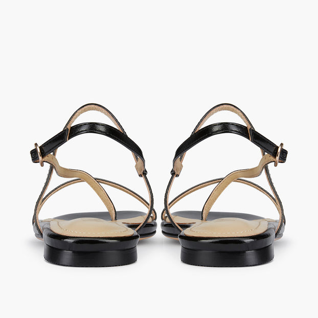 Sylus Black - Strappy flat Sandals
