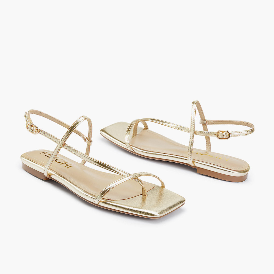 Sylus Gold - Strappy flat Sandals