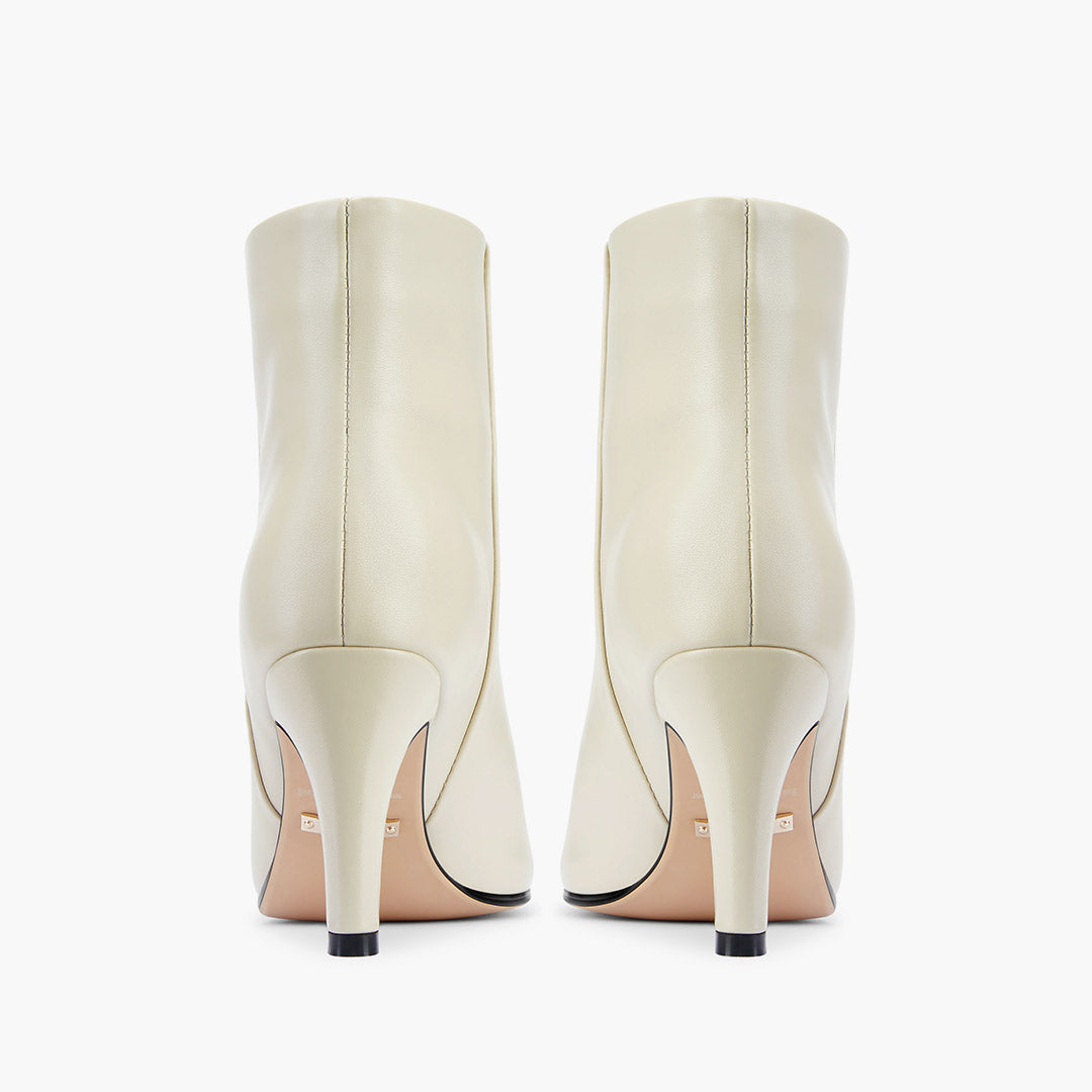 TANYA - ivory leather ankle boots