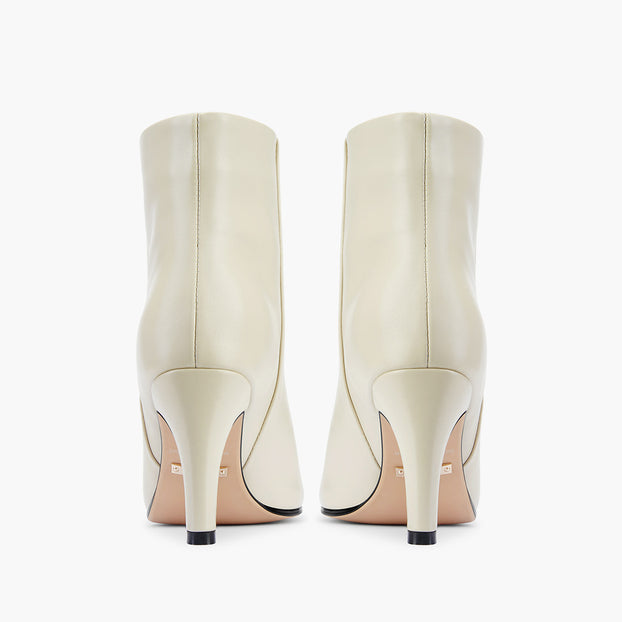 TANYA - ivory leather ankle boots