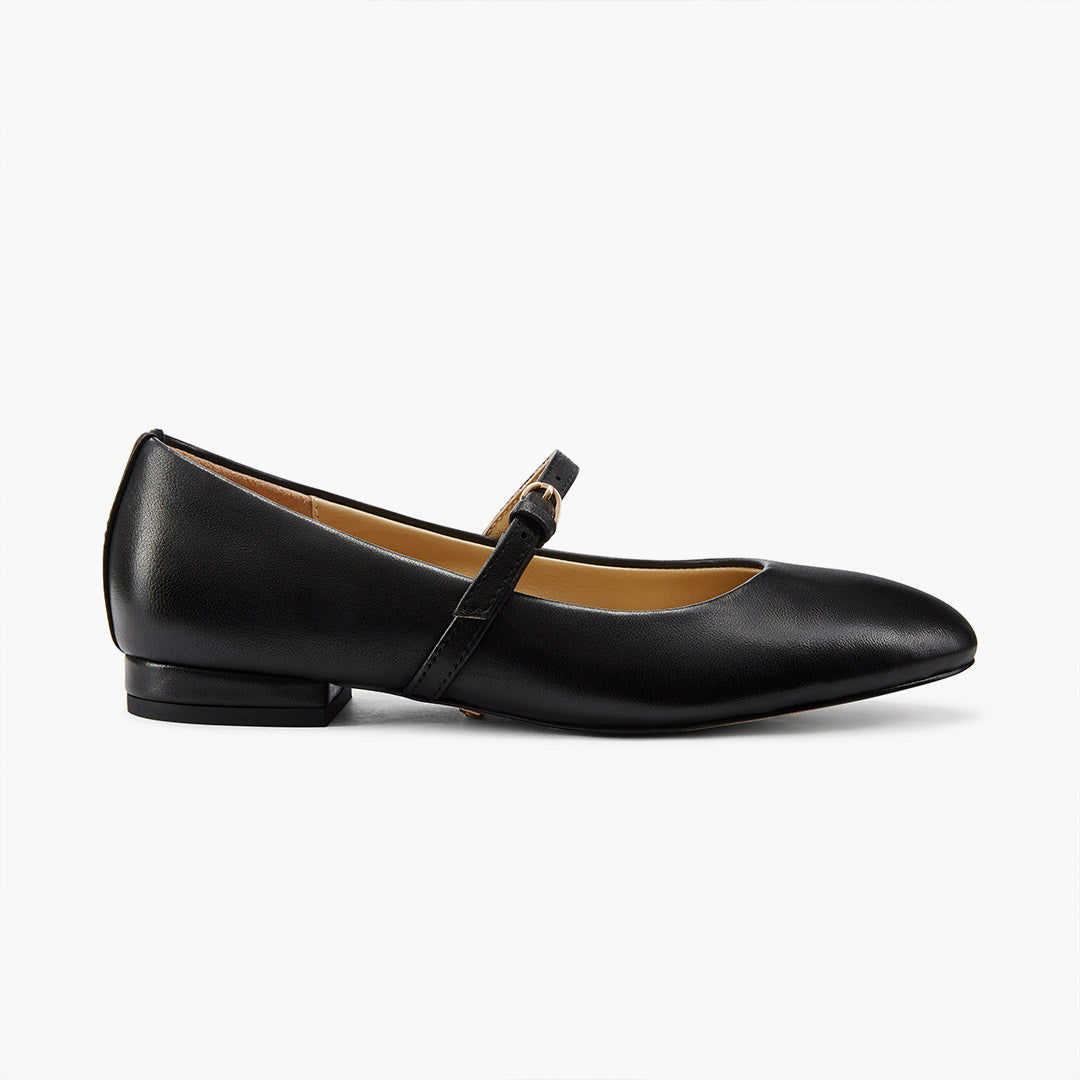 Zoara Black - Leather Mary Jane Ballet pumps