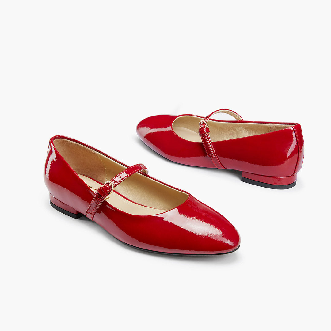 Zoara Red - Leather Mary Jane Ballet pumps