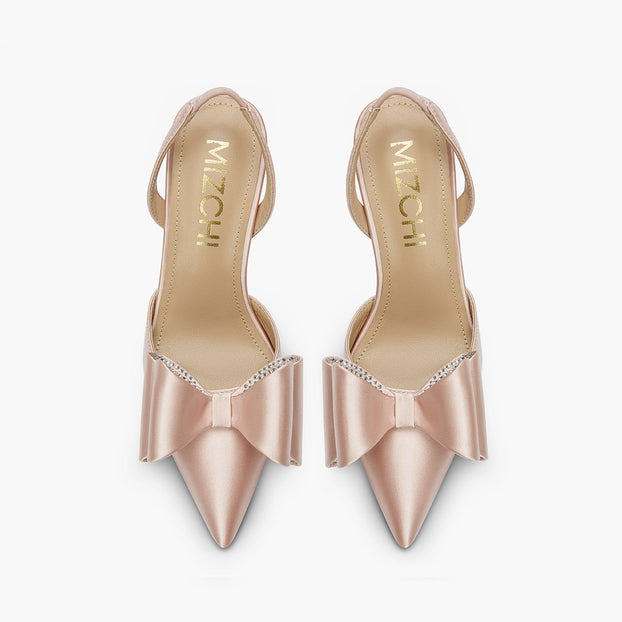 *ELYSIA - beige satin bow slingback