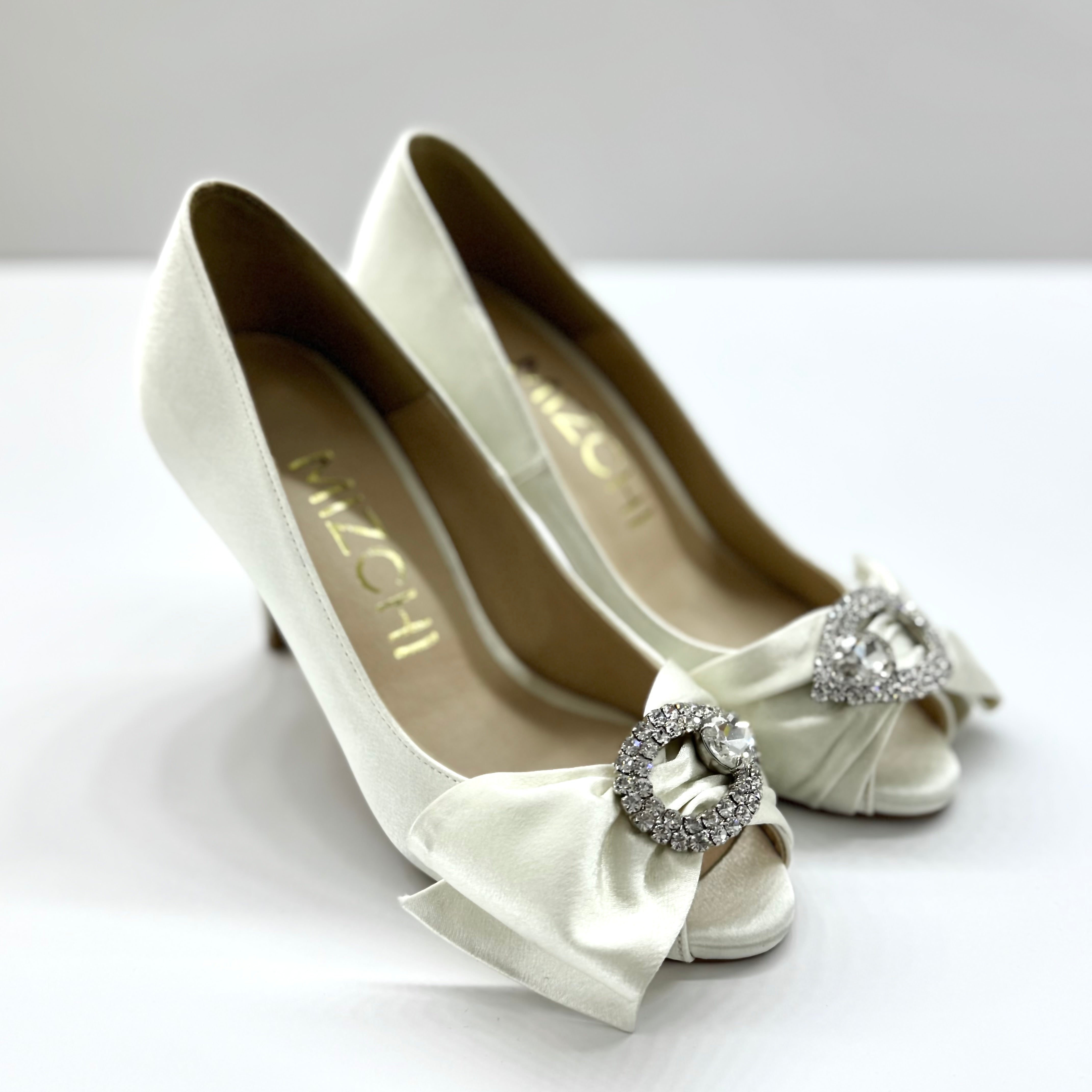 *UK size 13 - WHITE CHAPEL ivory satin , 8cm heels