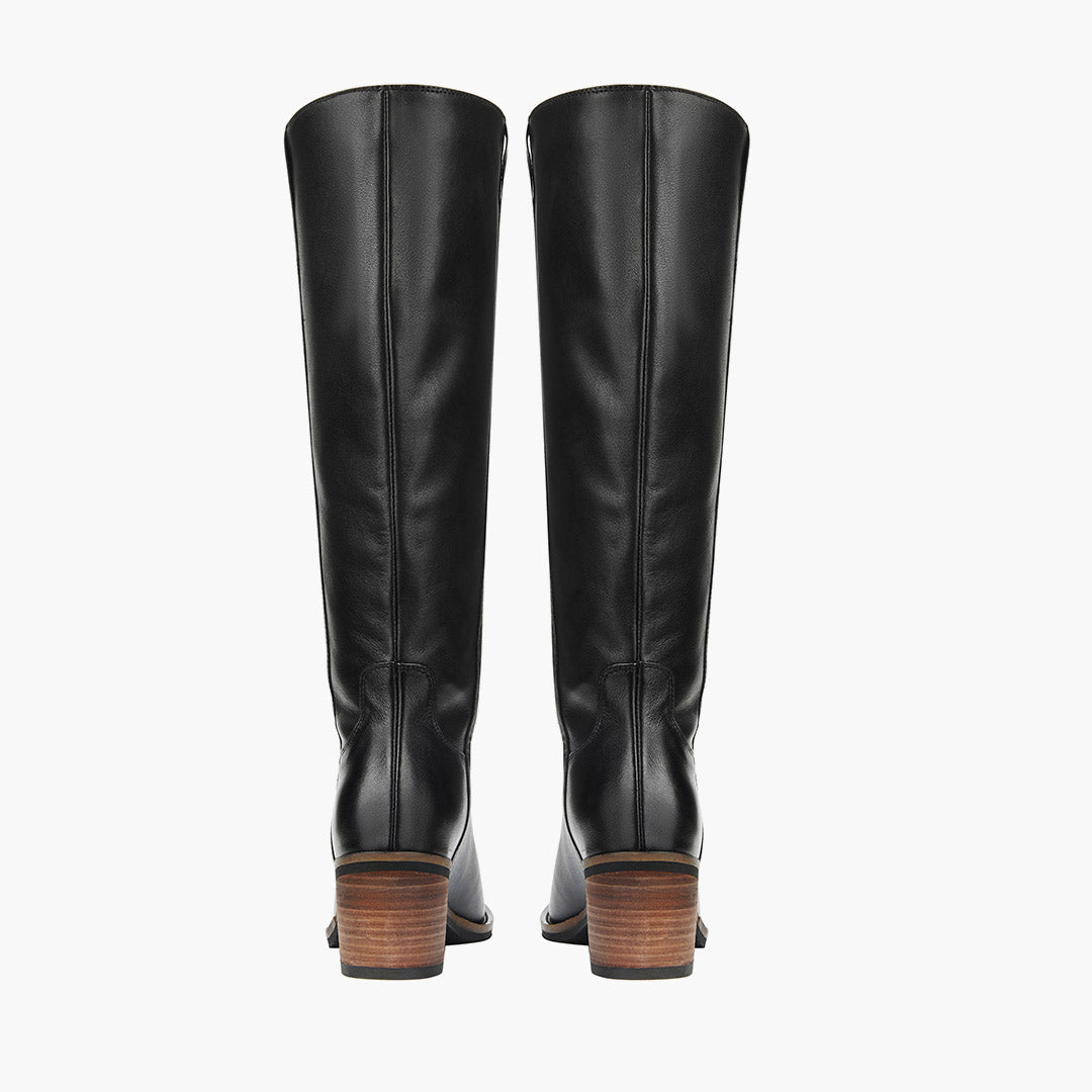 AIJA - Black Leather Knee High Boots
