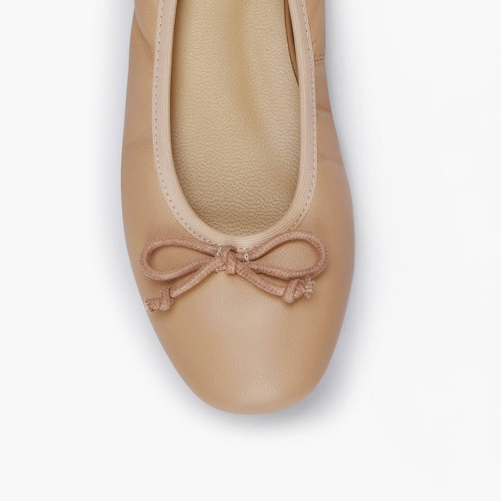 Pretty Pumps Petite Beige Soft Leather Ballet Pumps by MIZCHI Pretty Small Shoes
