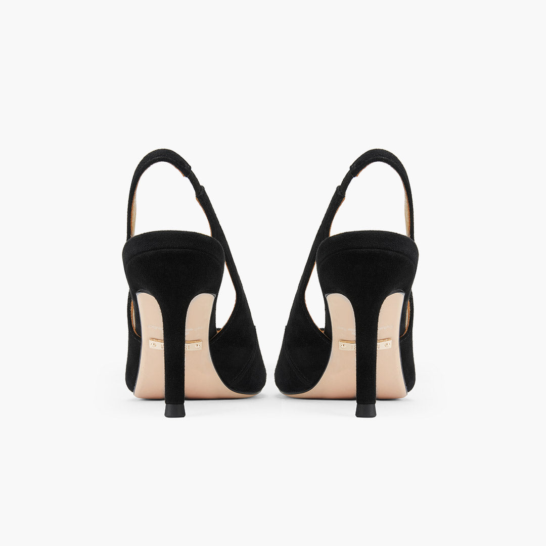 *ANGELIKA BLACK SUEDE - open toe slingback