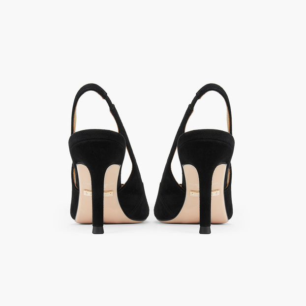 *ANGELIKA BLACK SUEDE - open toe slingback