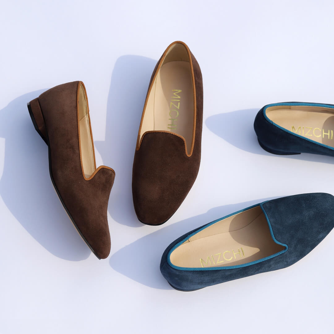 *UK size 2.5 - ANNABELLE - navy suede, 1.5cm heels