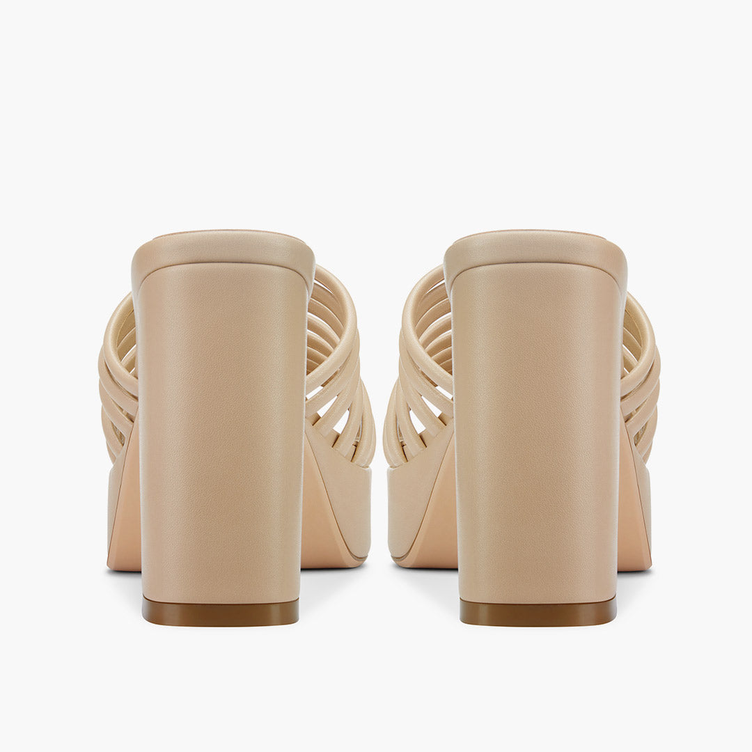 Stella Beige - Platform Mules