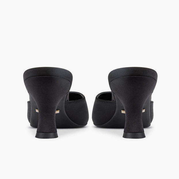 Clio Black - Satin Mules