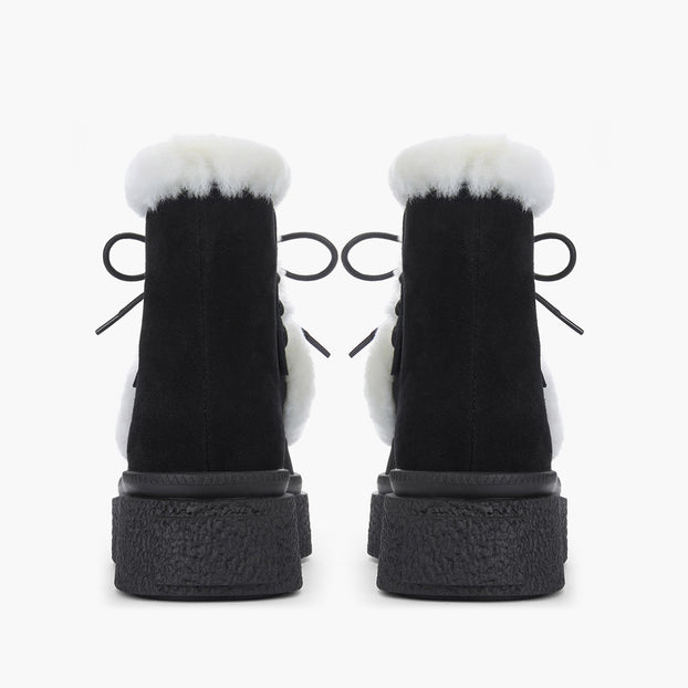 MARLO FUR - black suede ankle boots
