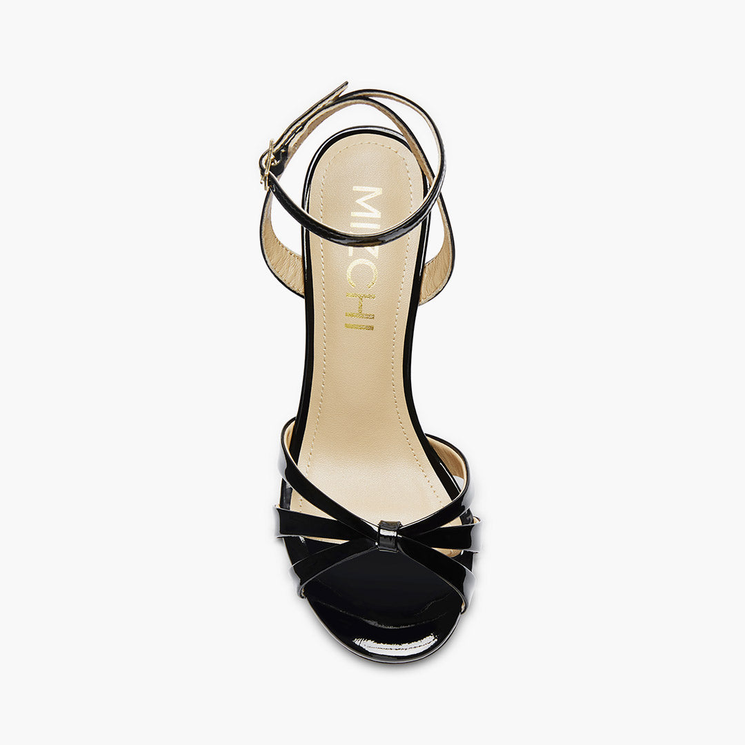 AMELIA BLACK PATENT - wedge heel sandals