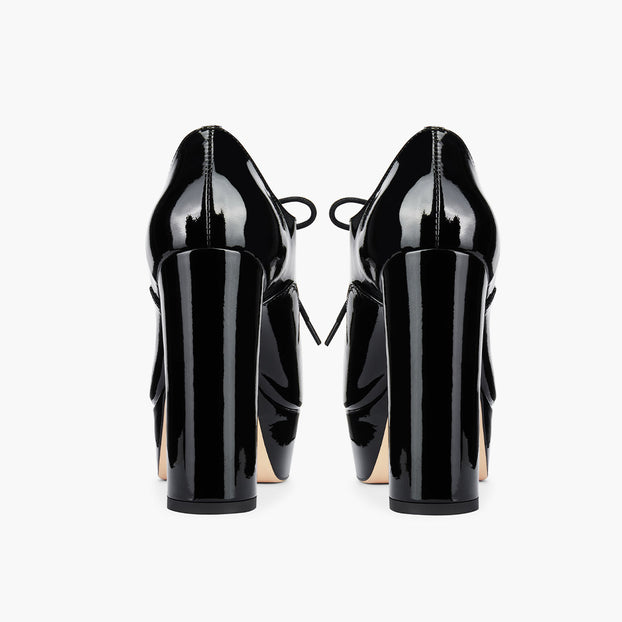 BORGHONA BLACK - lace up platform heels