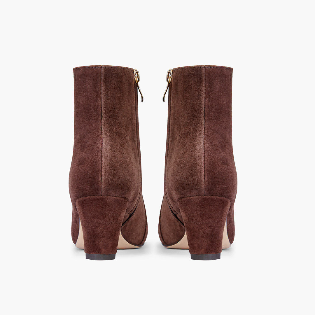 VALERIE - brown suede mid-heel ankle boots
