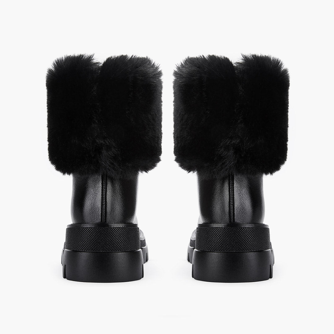 CAMERON BLACK - fur lined ankle boots