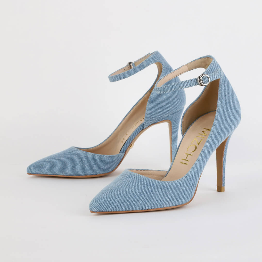 CARTER - denim ankle strap pumps