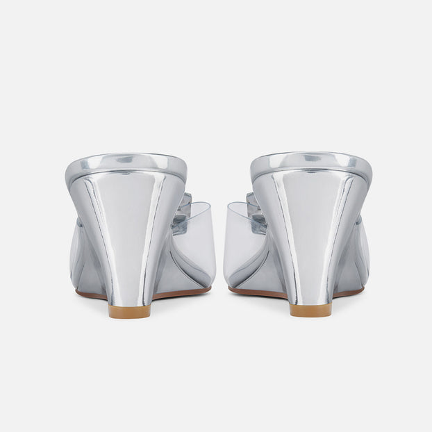Celeste Silver - Wedge Mules