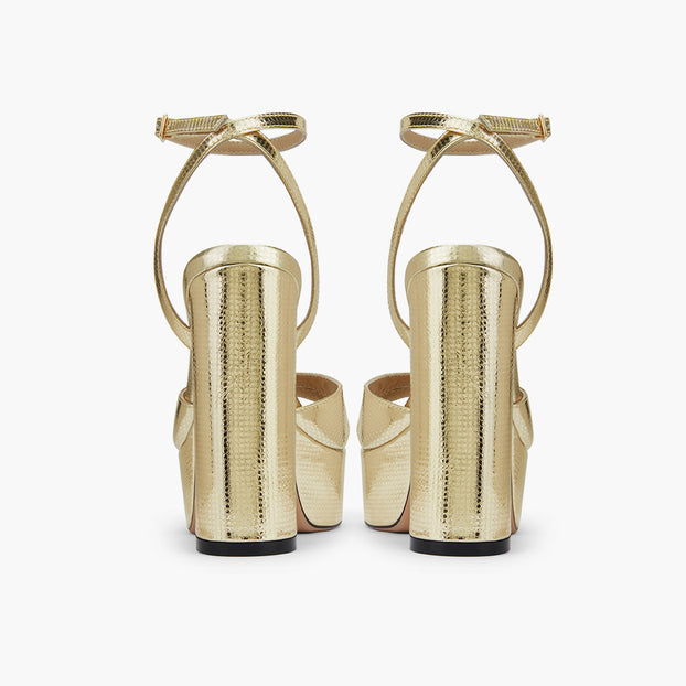 CHARLOTTE GOLD - platform leather sandals