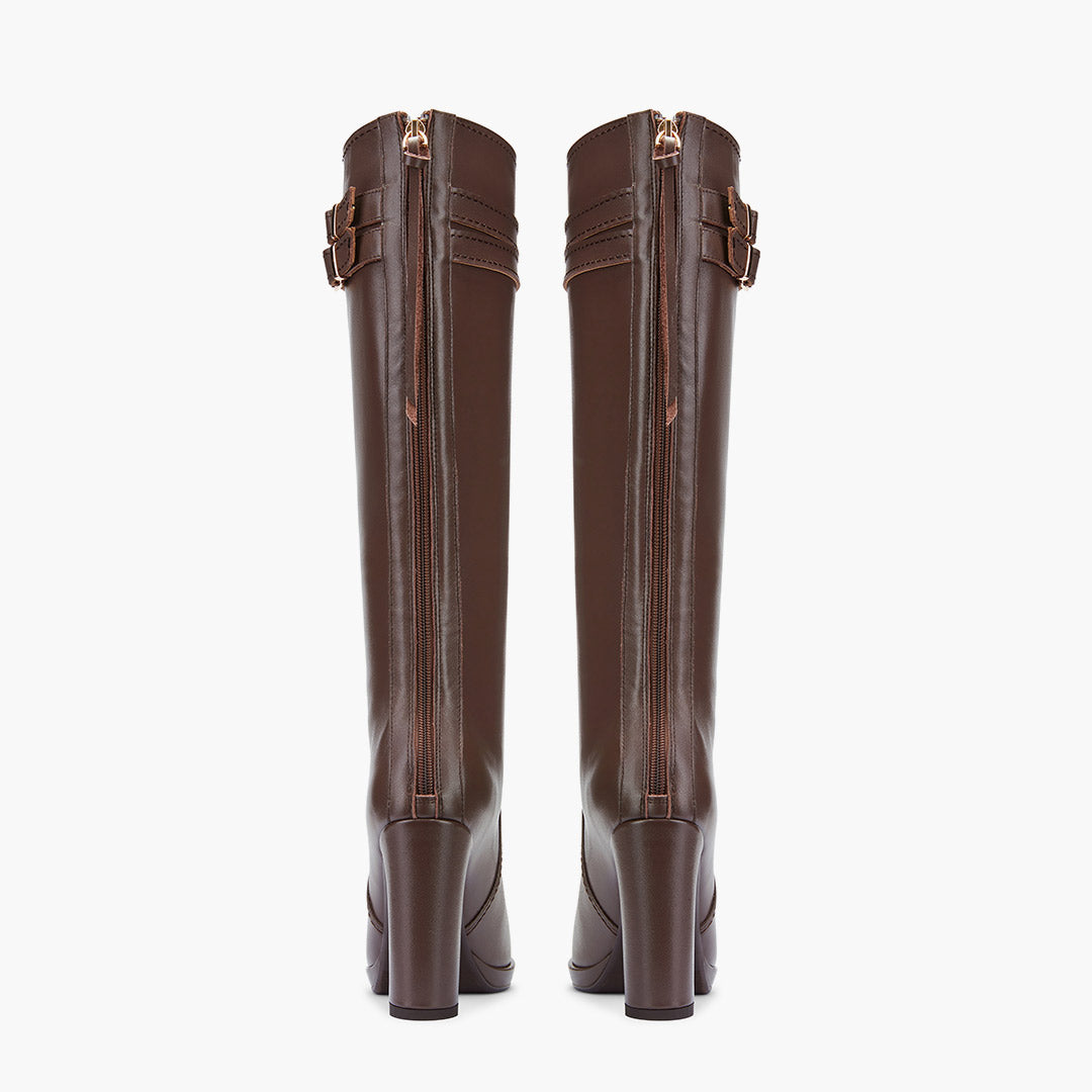 *CHICAGO BROWN - leather knee boots