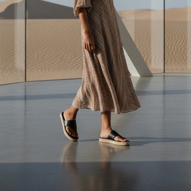 Cosmo Black -flatform espadrille sandals