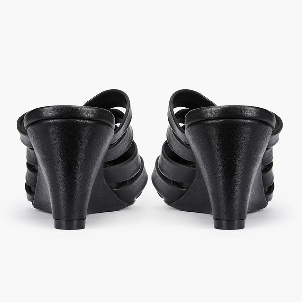 Kloss Black - Leather Wedge