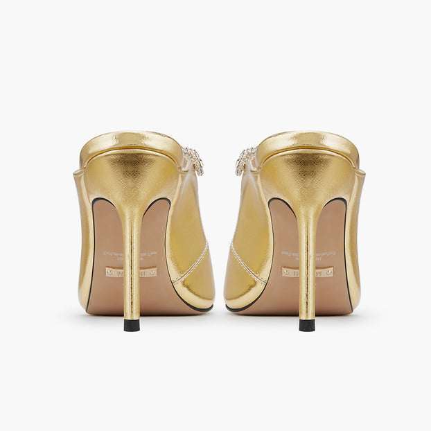 LAMIO- gold leather mules