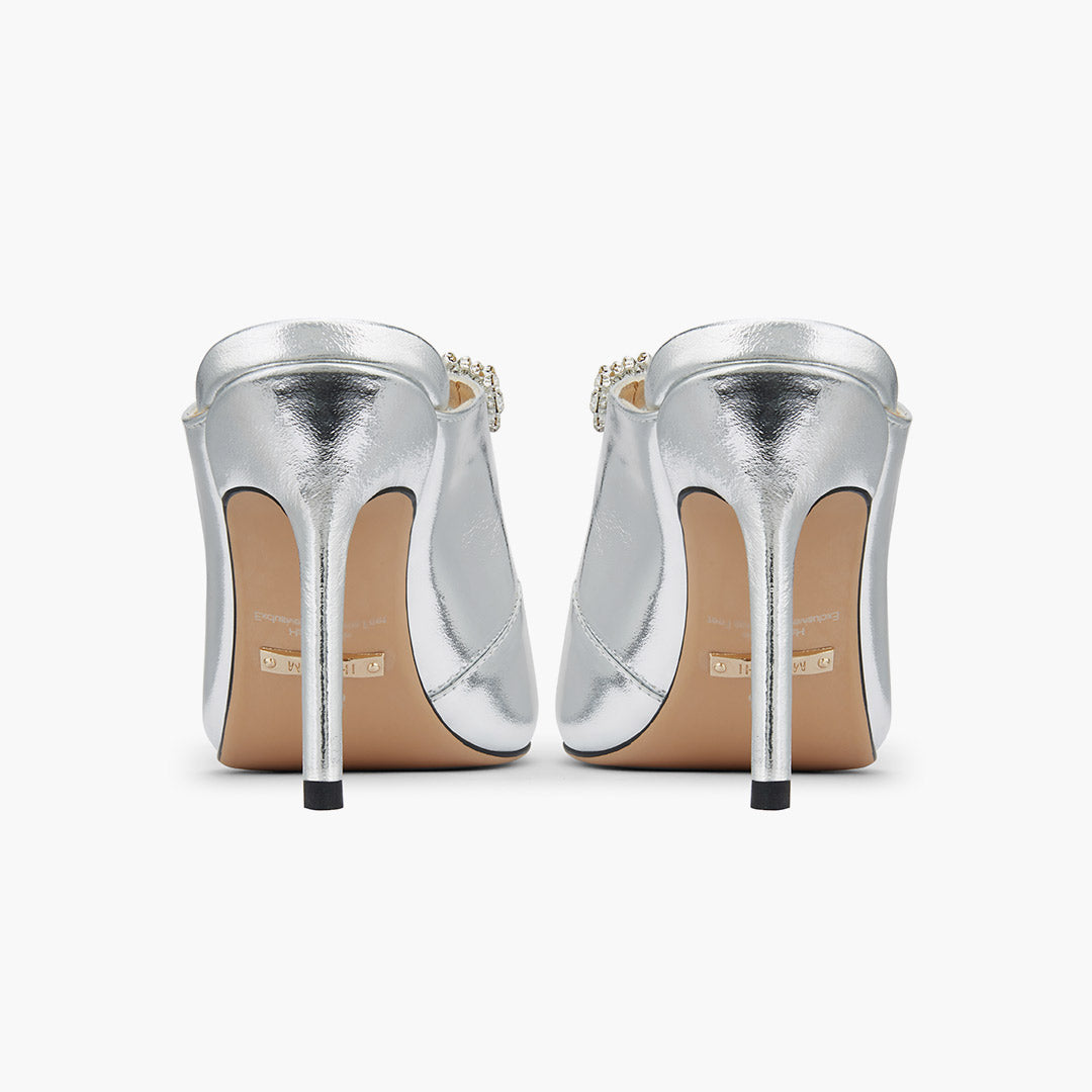 LAMIO- silver leather mules