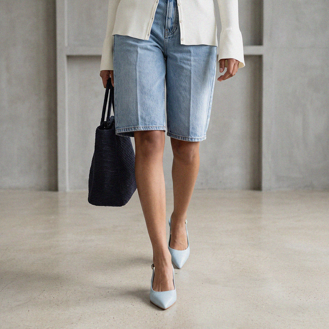 Lena 45 - Blue Leather Slingback