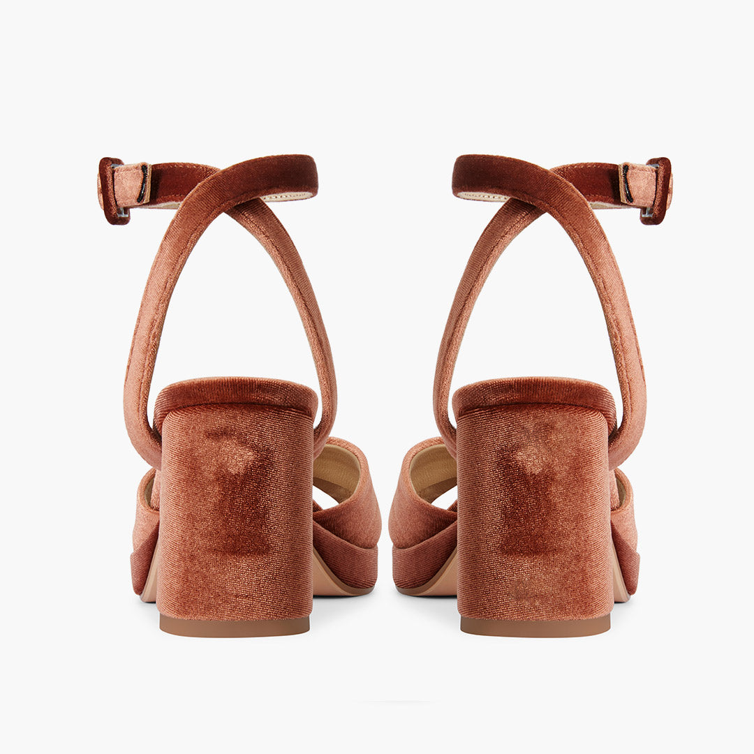 LUIZA VELVET - beige platform sandals