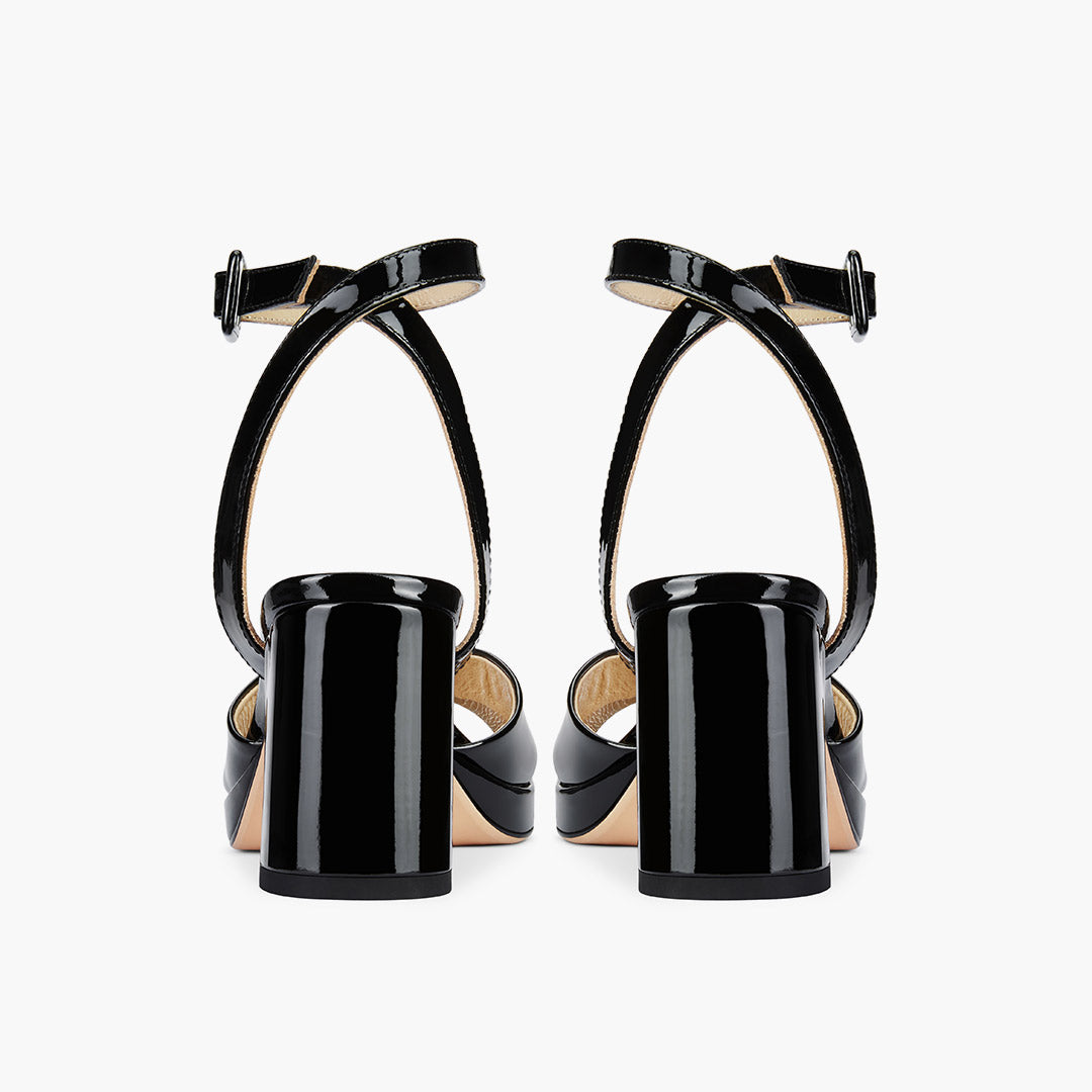 LUIZA PATENT - black platform sandals