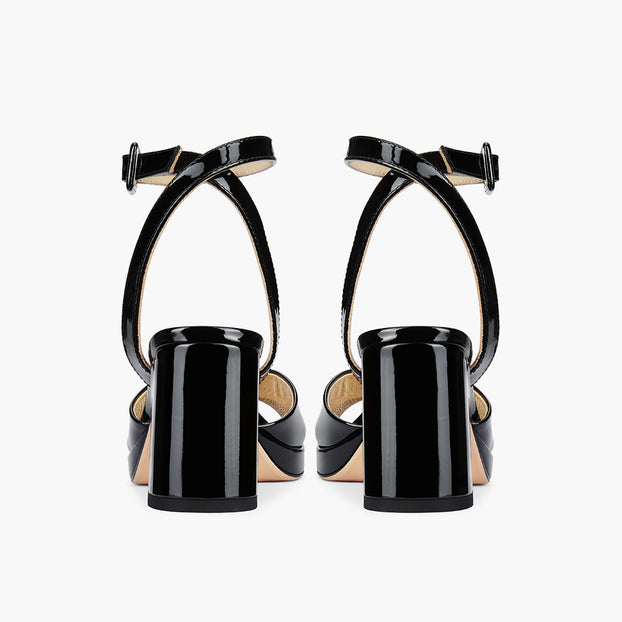 LUIZA PATENT - black platform sandals
