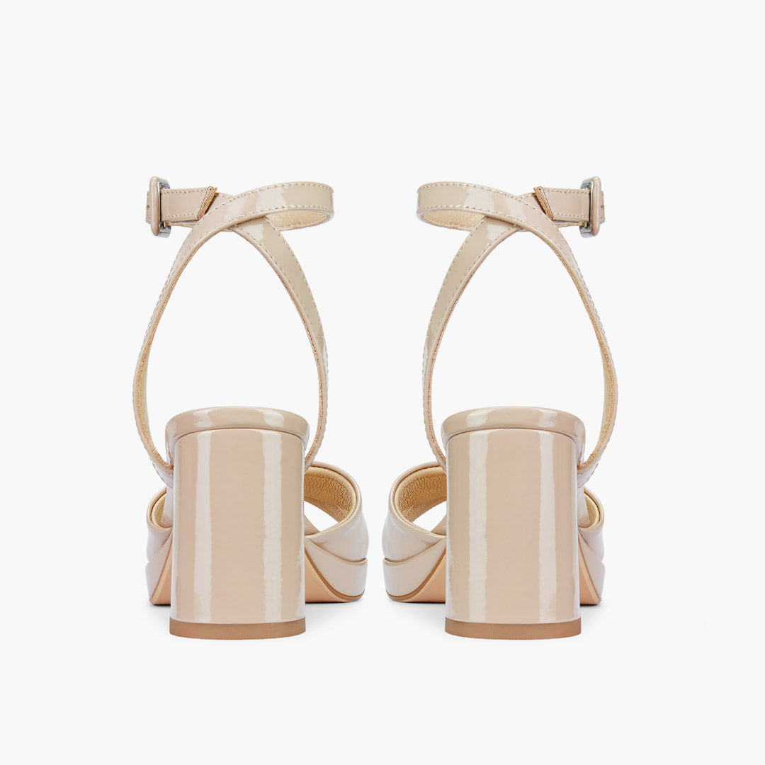 LUIZA PATENT - beige platform sandals