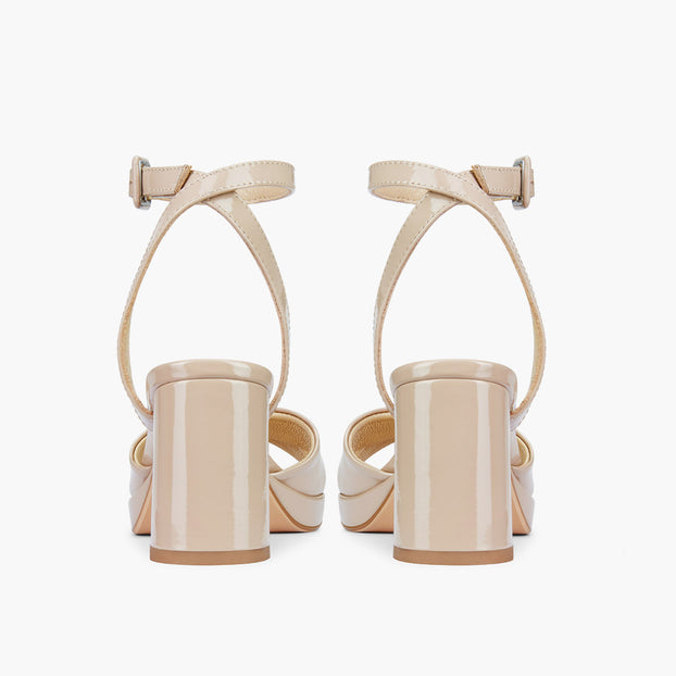 LUIZA PATENT - beige platform sandals